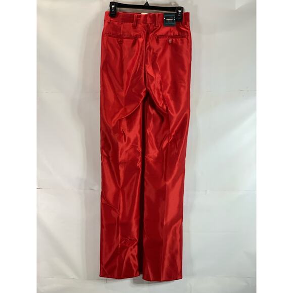 FERRECCI Men's Red Satin Short Super 150's Flat Front Suit Pant SZ 28S - Picture 2 of 14